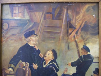 ANTIQUE ART Military Nautical LANCE CALKIN Oil Painting  